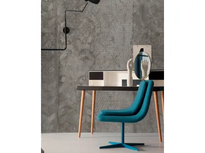 Carta da parati stile industrial Concreto che unisce il cemento al decoro floreale di Inkiostro Bianco