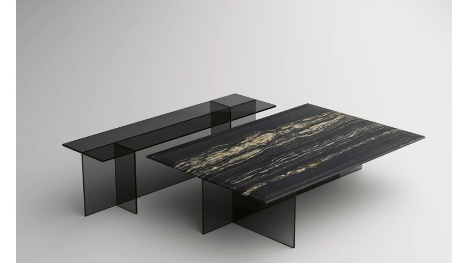 Tavolino in marmo con base in vetro Sestante_Stone di Tonelli