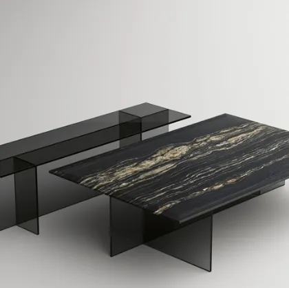 Tavolino in marmo con base in vetro Sestante_Stone di Tonelli