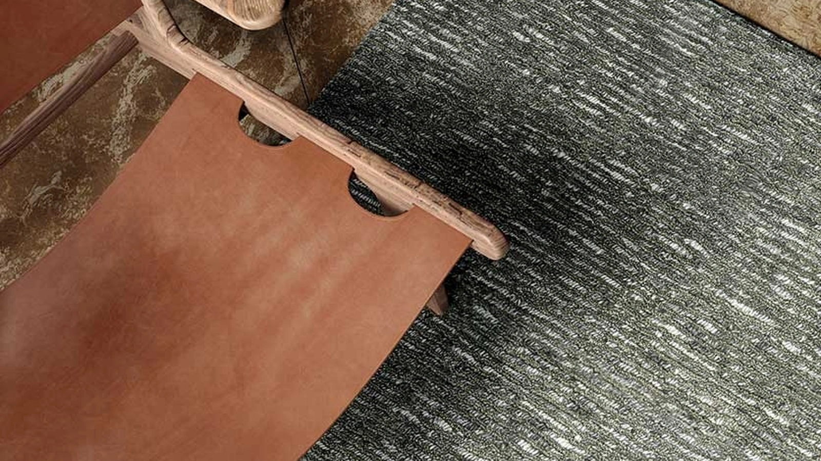 Tappeto Steel Verde Fucile in Bamboo e Lana di Carpet Edition