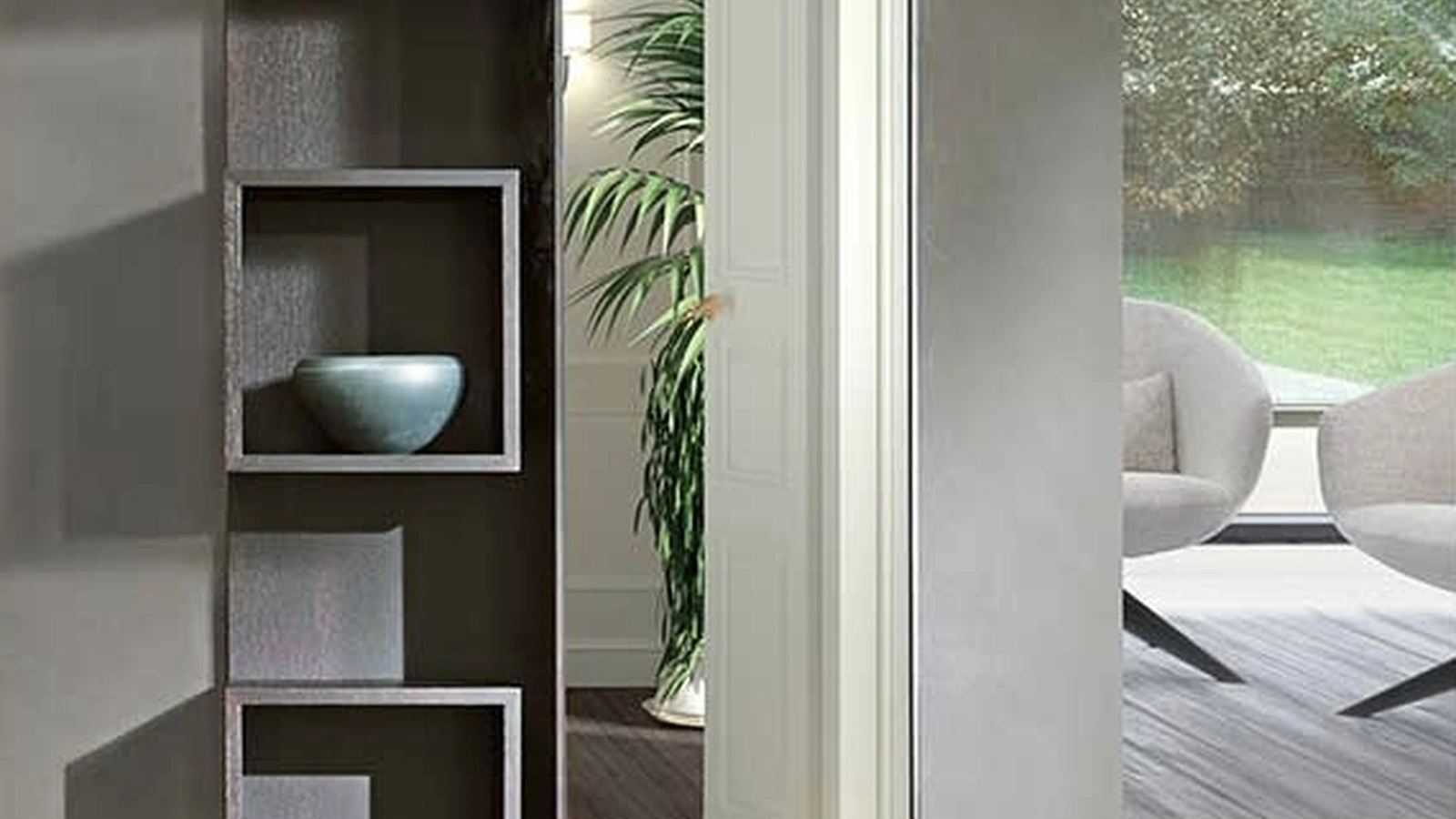 Appendiabiti da ingresso in legno con specchio e mensole Welcome di Pacini e Cappellini