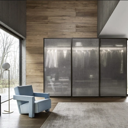 Armadio scorrevole Scrigno in vetro tramato di Sangiacomo