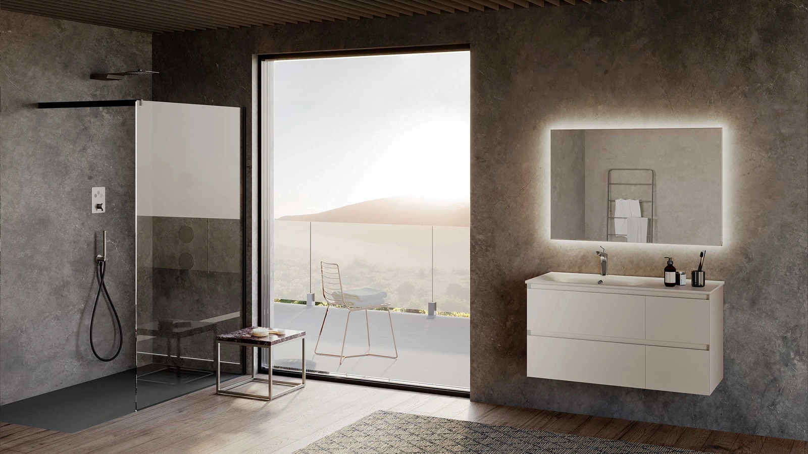 Mobile da Bagno sospeso Block System Picasso C30 di Baxar