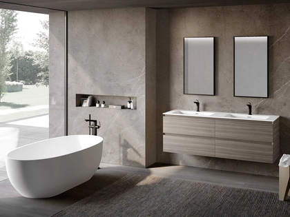 Mobile da Bagno sospeso Block System Syntesi C32 di Baxar