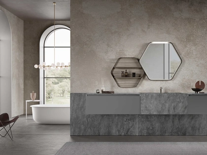 Mobile da Bagno sospeso M3 System 313 in laccato e gres di Baxar