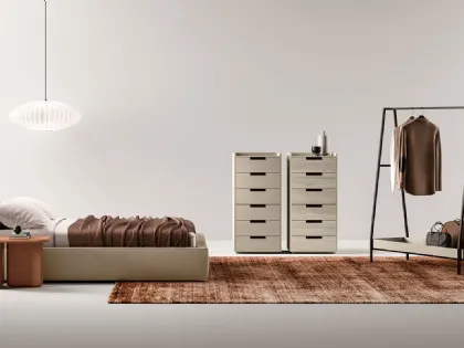 Letto Dalia in ecopelle con box contenitore di Cinquepuntozero