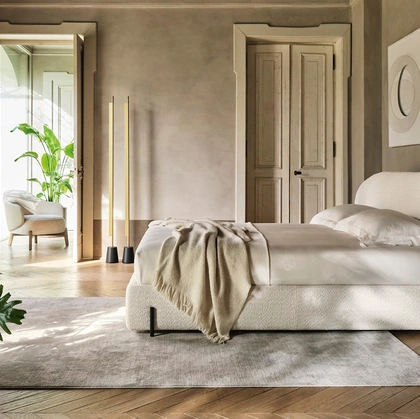 Letto Rendez-Vous in tessuto imbottito di Calligaris