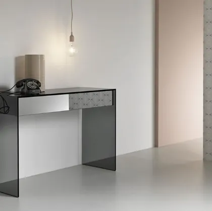 Mobile ingresso in vetro con cassetti in legno con rivestimento a specchio Gotham di Tonelli