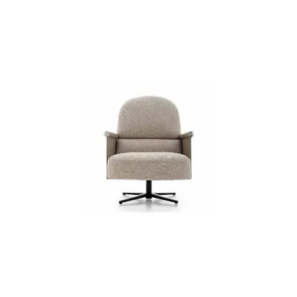 Poltroncina in tessuto con braccioli in cuoio Beyl di Ditre Italia