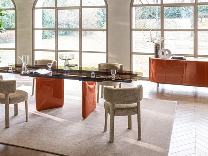 Sedia rivestita in tessuto Glen Soft di Calligaris