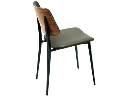 Sedia Joe S M TS/L in legno con rivestimento in pelle di Midj