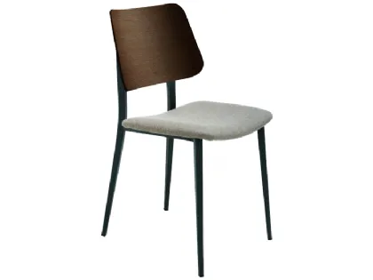 Sedia Joe S M TS LG in legno con seduta imbottita di Midj