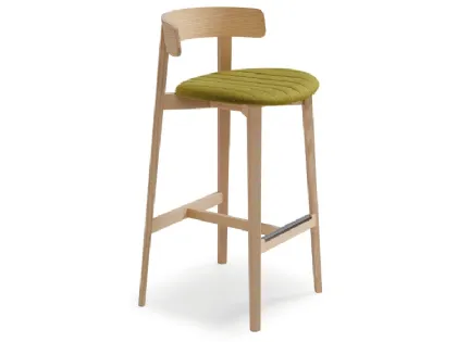 Sgabello Maya in legno con seduta imbottita di Midj
