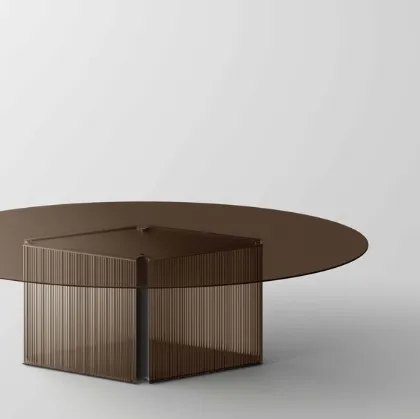 Tavolo Bow con top in vetro e base in metallo di Tonelli
