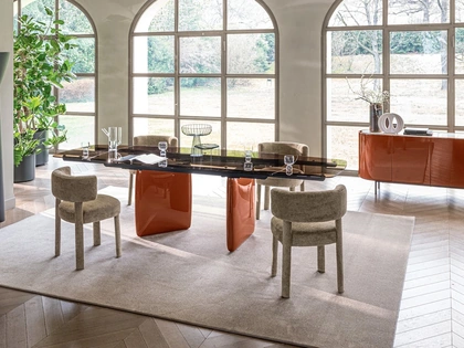 Tavolo allungabile Riverstone in vetro di Calligaris