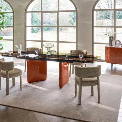 Tavolo allungabile Riverstone in vetro di Calligaris