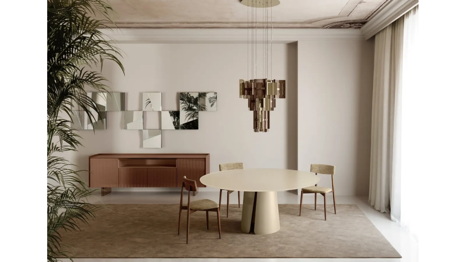 Tavolo Wiston con top in vetro di Tonelli
