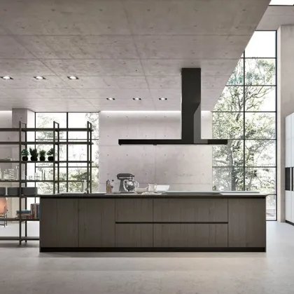 Cucina Moderna con isola Natural 07 in Rovere e laccato di Stosa