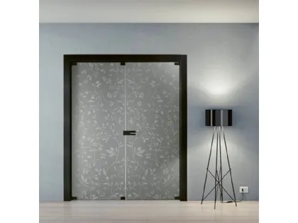 Porta per interni Alaska 3260 in vetro satinato sabbbiato con cornice in Rovere laccato di BiHome
