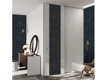 Porta per interni scorrevole Fusion Madeira in laccato con inserto in ceramica di BiHome