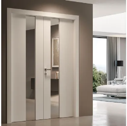 Porta per interni CL V Bianco Opaco con inserti in vetro Doppio Battente di BiHome