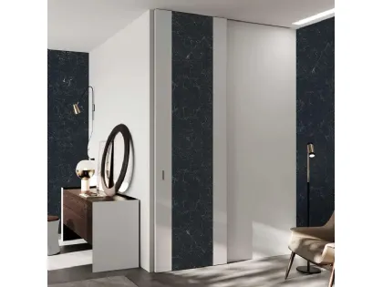 Porta per interni Fusion Madeira Nero Greco con inserto in ceramica di Bertolotto