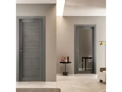 Porta per interni Grafite battente in laminato 301P e 301V in laminato e vetro di BiHome