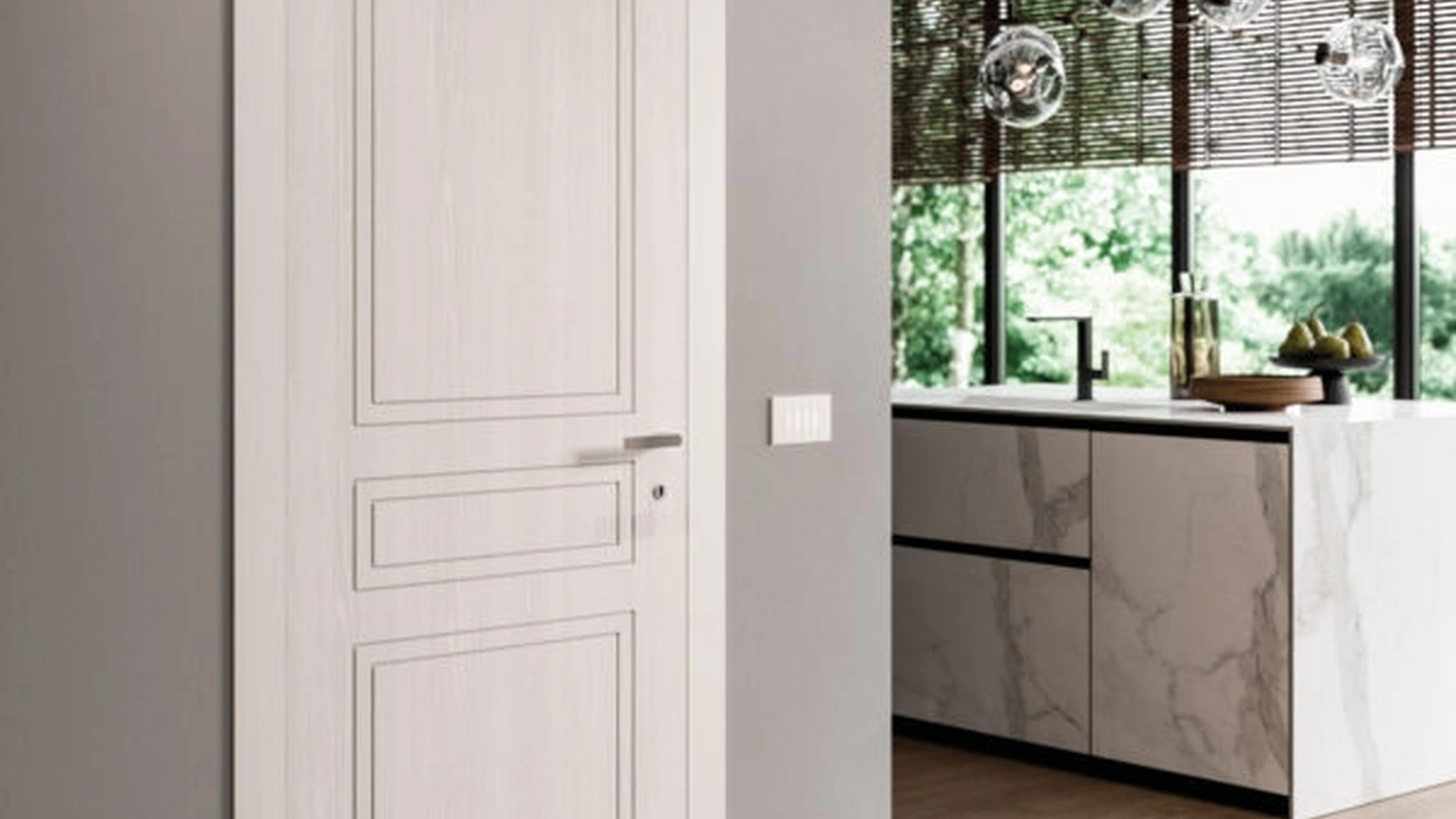 Porta per interni battente incisa Green Arbol Bianco di DoorArreda