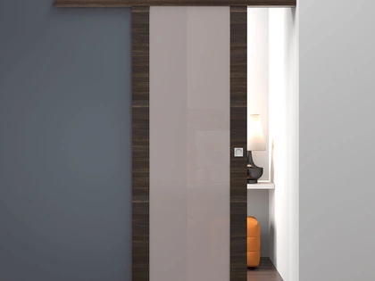 Porta per interni scorrevole Luce in Larice Antico e Vetro Satin Bronze di DoorArreda