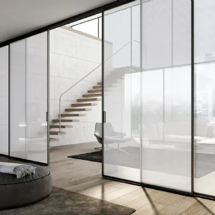 Porta per interni scorrevole in vetro e alluminio Plana System Unik Brown di BiHome