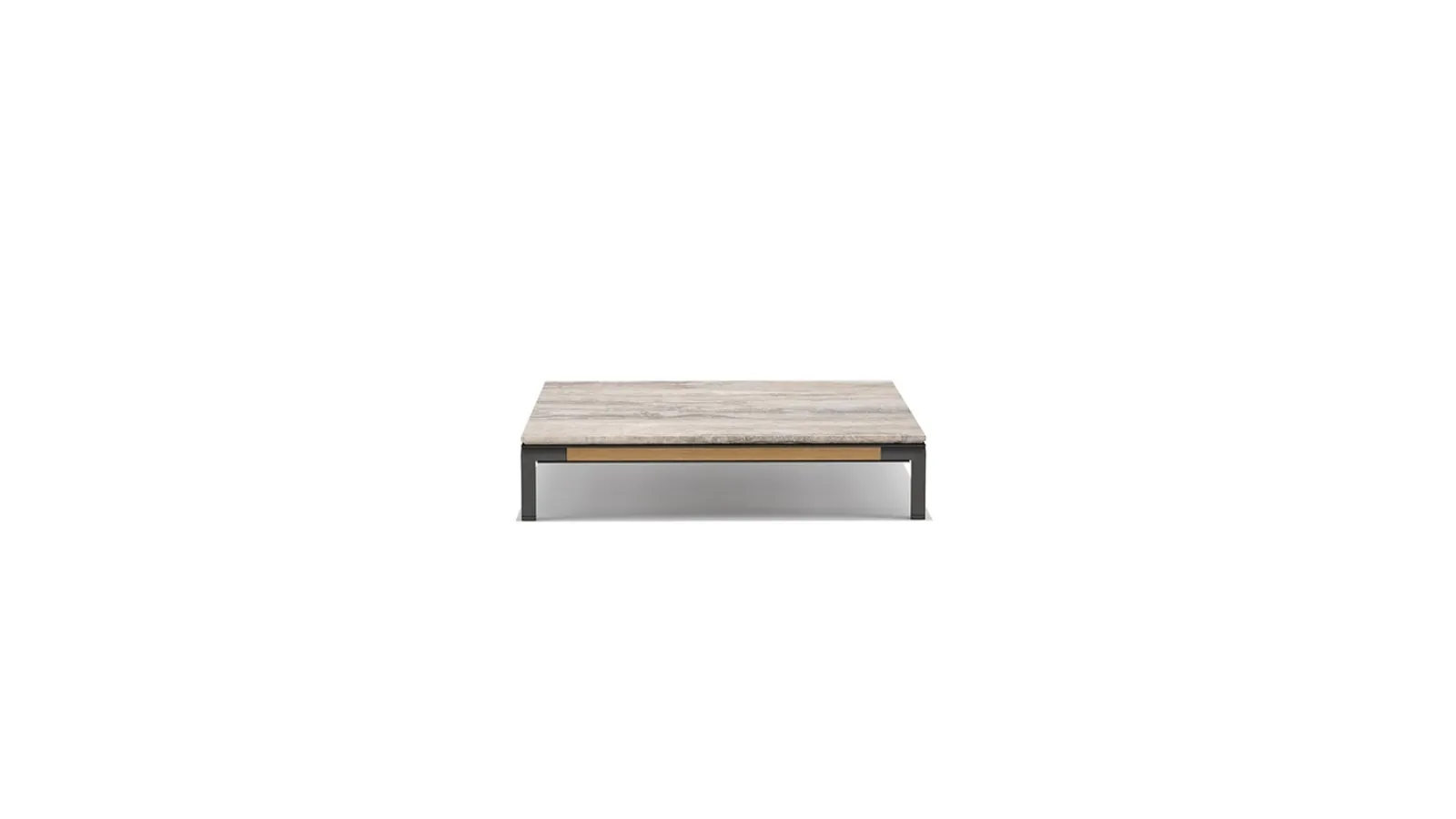 Tavolino Baia Coffee Table con piano in travertino e base in Teak di Ethimo