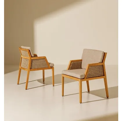 Poltroncina Grand Life in Teak, corda e tessuto di Ethimo