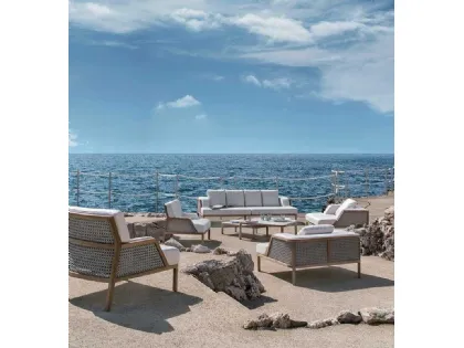 Salotto da esterno Grand Life in Teak e Rope Light di Ethimo
